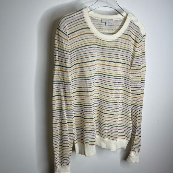 Joie Ade Sweater Crewneck Porcelain Rainbow Striped Medium M Fuller House - Picture 5 of 7